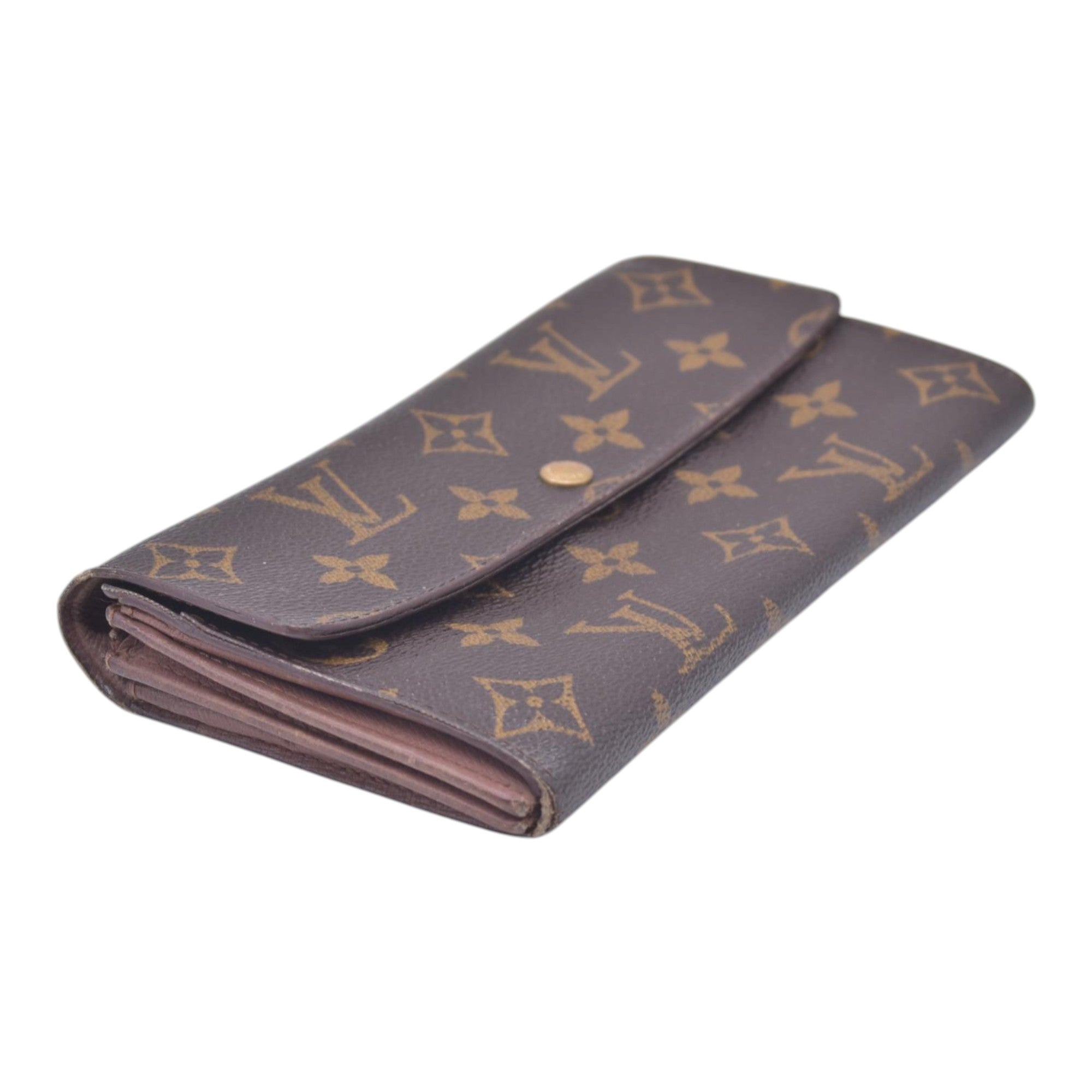 $720 LOUIS VUITTON Monogram Sarah Wallet Brown CONSIGNMENT 10021582