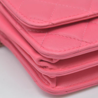 Chanel Lambskin Quilted Mini Trendy CC Wallet On Chain WOC Pink