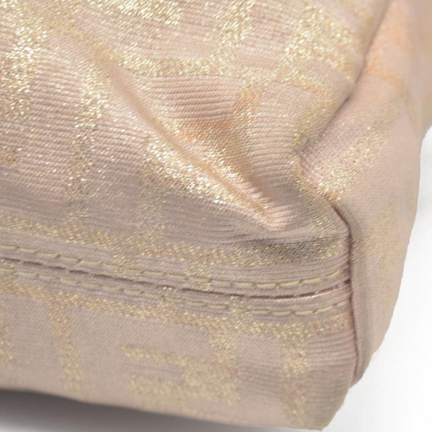 $1075 FENDI Chain Zucca Canvas Shoulder Bag Beige