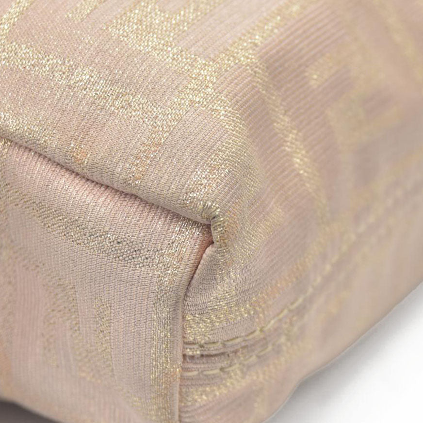 $1075 FENDI Chain Zucca Canvas Shoulder Bag Beige