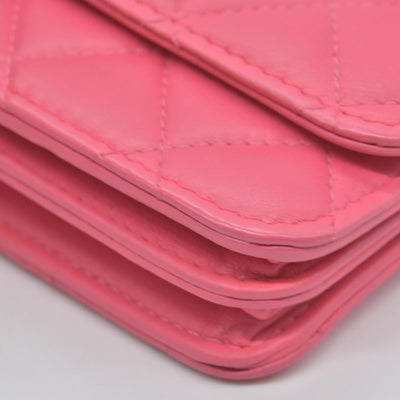 Chanel Lambskin Quilted Mini Trendy CC Wallet On Chain WOC Pink