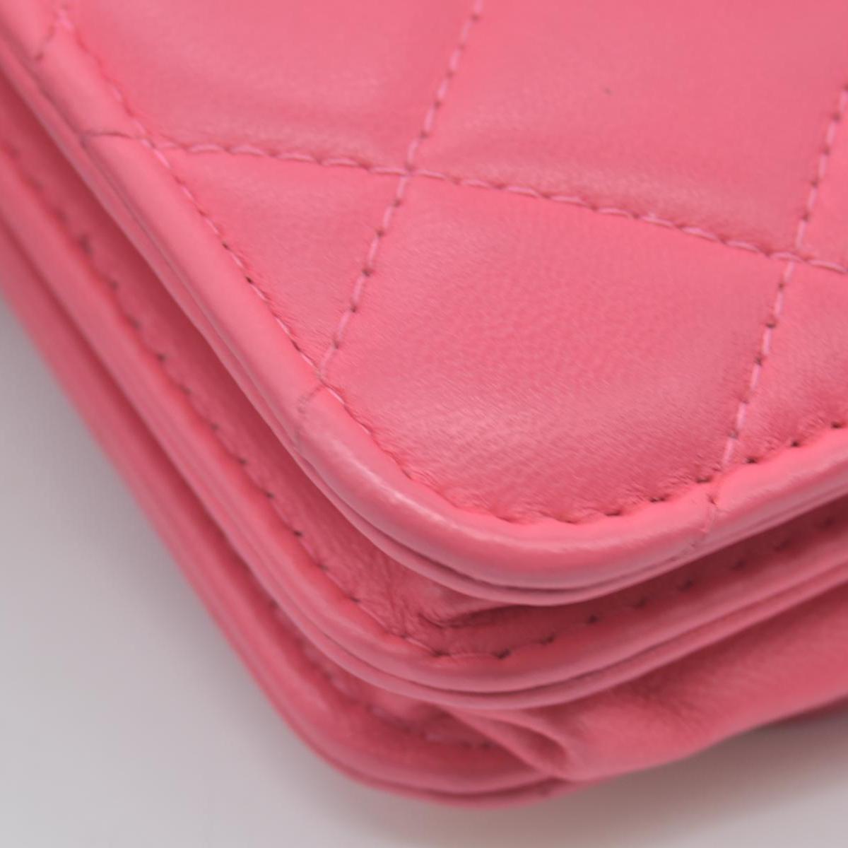 Chanel Lambskin Quilted Mini Trendy CC Wallet On Chain WOC Pink