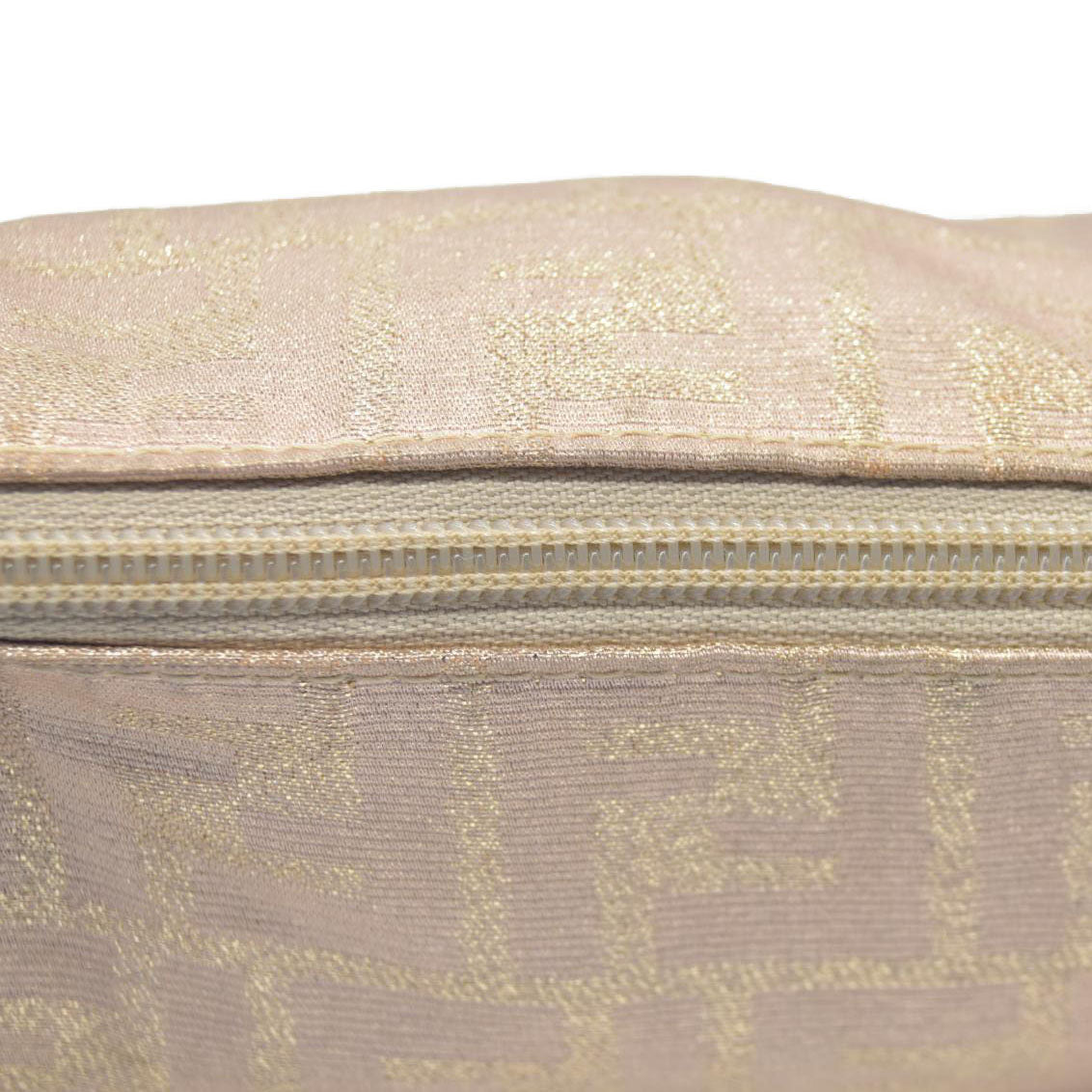 $1075 FENDI Chain Zucca Canvas Shoulder Bag Beige