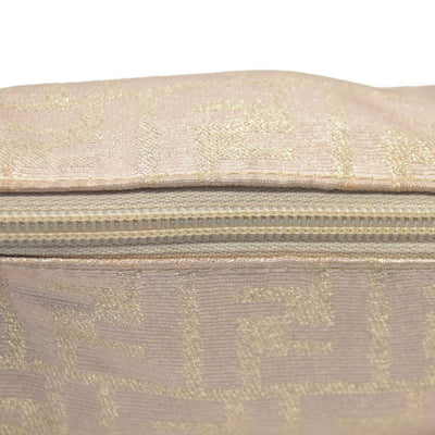 $1075 FENDI Chain Zucca Canvas Shoulder Bag Beige