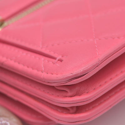 Chanel Lambskin Quilted Mini Trendy CC Wallet On Chain WOC Pink