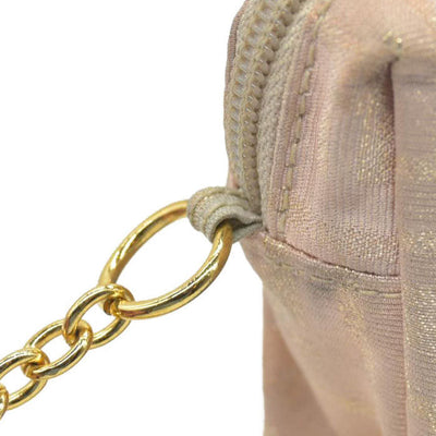 $1075 FENDI Chain Zucca Canvas Shoulder Bag Beige