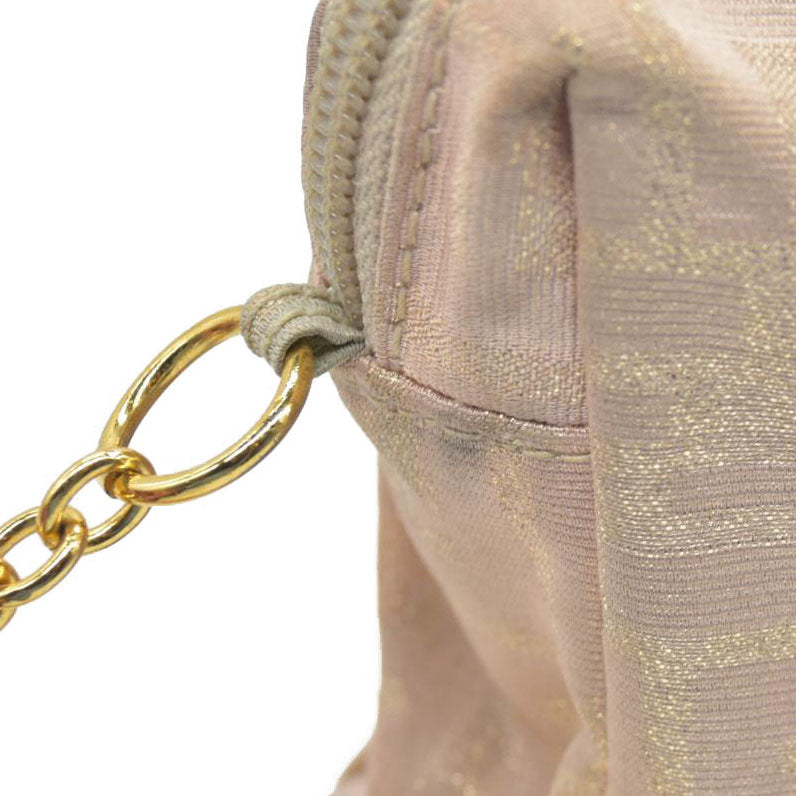 $1075 FENDI Chain Zucca Canvas Shoulder Bag Beige