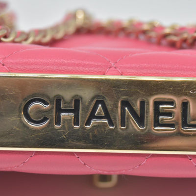 Chanel Lambskin Quilted Mini Trendy CC Wallet On Chain WOC Pink