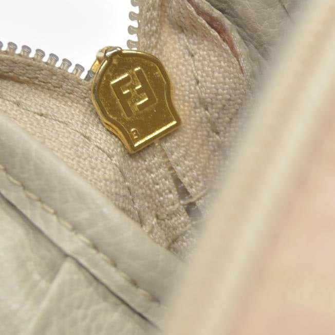 $1075 FENDI Chain Zucca Canvas Shoulder Bag Beige