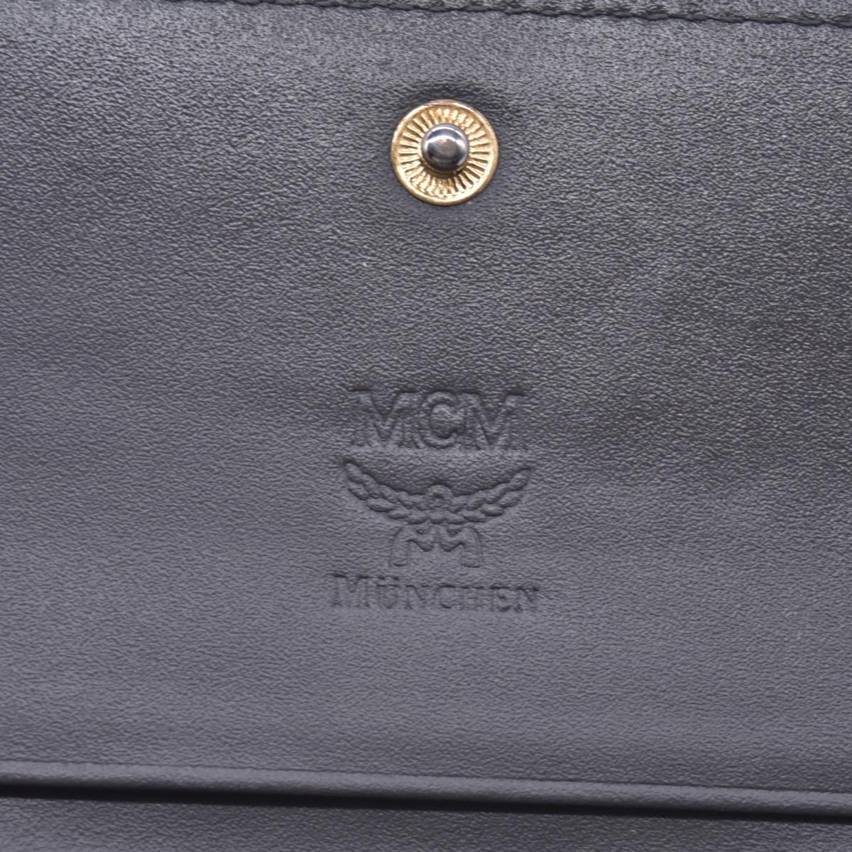 $380 MCM Embossed Crocodile Leather Logo Plaque Medium Flap Wallet Grey CONSIGNMENT 10021594