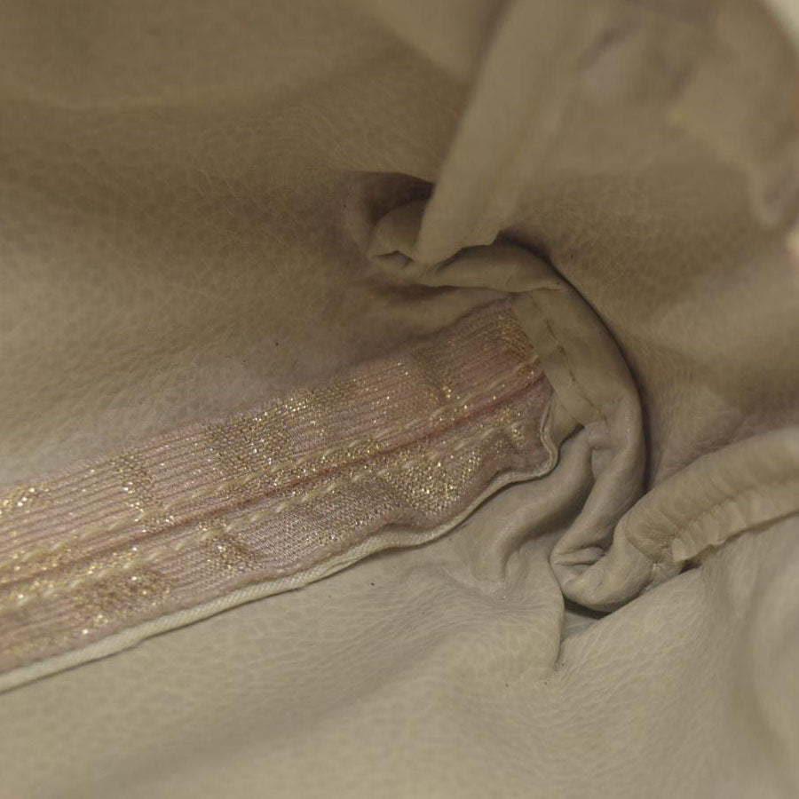 $1075 FENDI Chain Zucca Canvas Shoulder Bag Beige