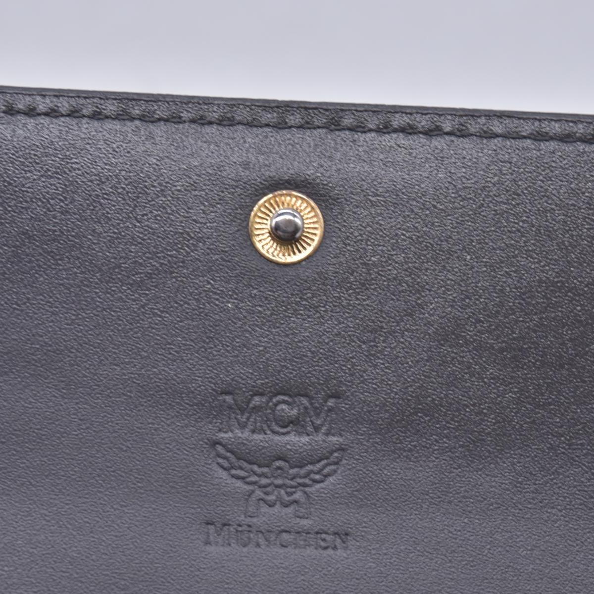 $380 MCM Embossed Crocodile Leather Logo Plaque Medium Flap Wallet Grey CONSIGNMENT 10021594