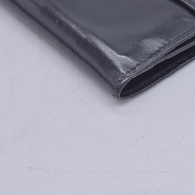 $520 PRADA Spazzolato Embossed Logo Flap Compact Wallet Navy Blue CONSIGNMENT 10021596