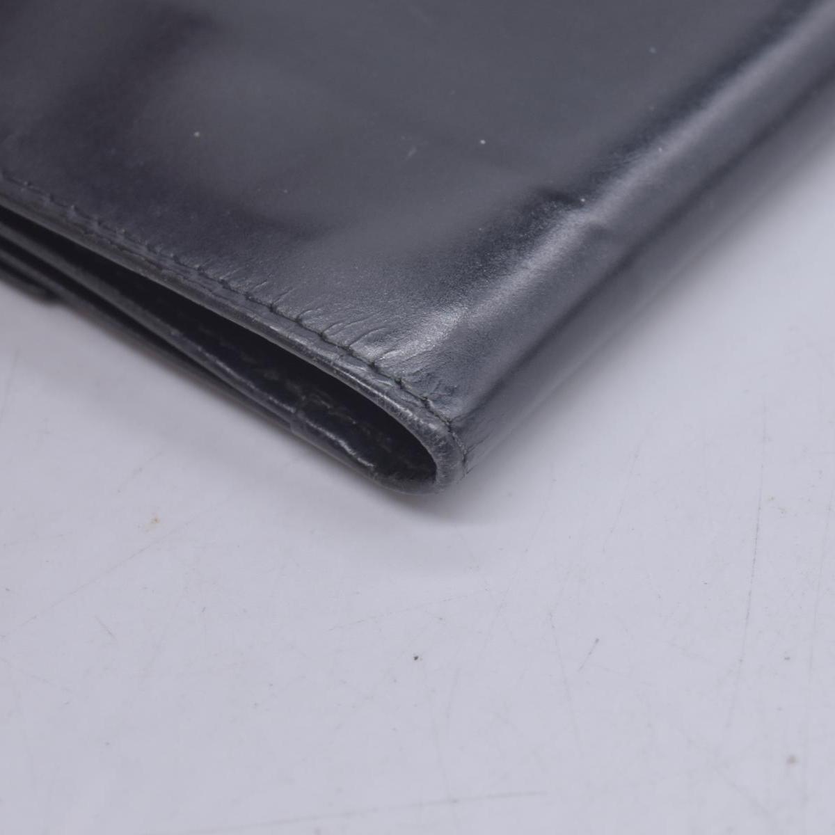 $520 PRADA Spazzolato Embossed Logo Flap Compact Wallet Navy Blue CONSIGNMENT 10021596