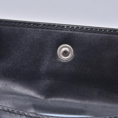 $520 PRADA Spazzolato Embossed Logo Flap Compact Wallet Navy Blue CONSIGNMENT 10021596