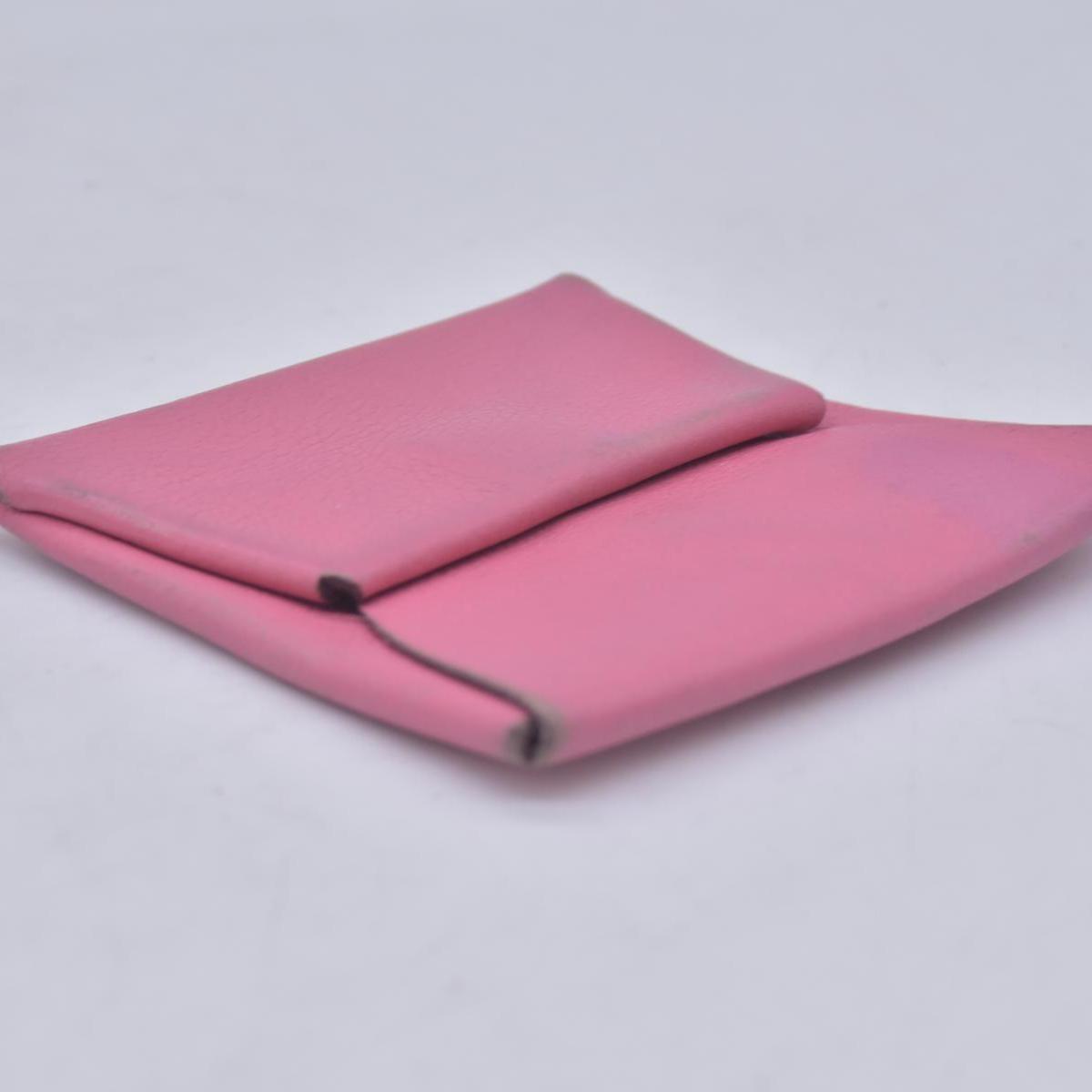 $320 HERMES Pink Leather Envelope Card Holder Pouch CONSIGNMENT 10021598