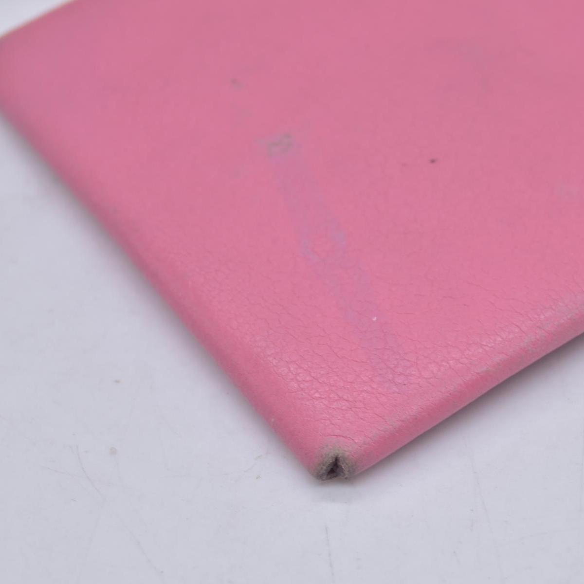 $320 HERMES Pink Leather Envelope Card Holder Pouch CONSIGNMENT 10021598