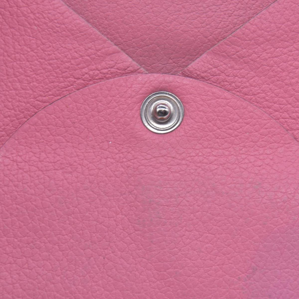 $320 HERMES Pink Leather Envelope Card Holder Pouch CONSIGNMENT 10021598