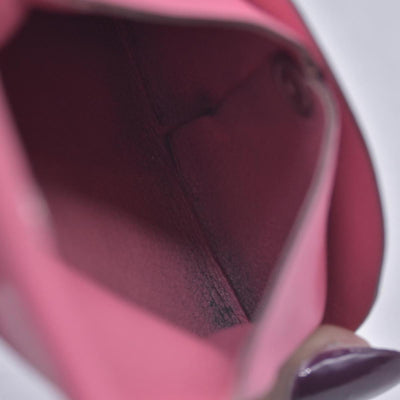 $320 HERMES Pink Leather Envelope Card Holder Pouch CONSIGNMENT 10021598