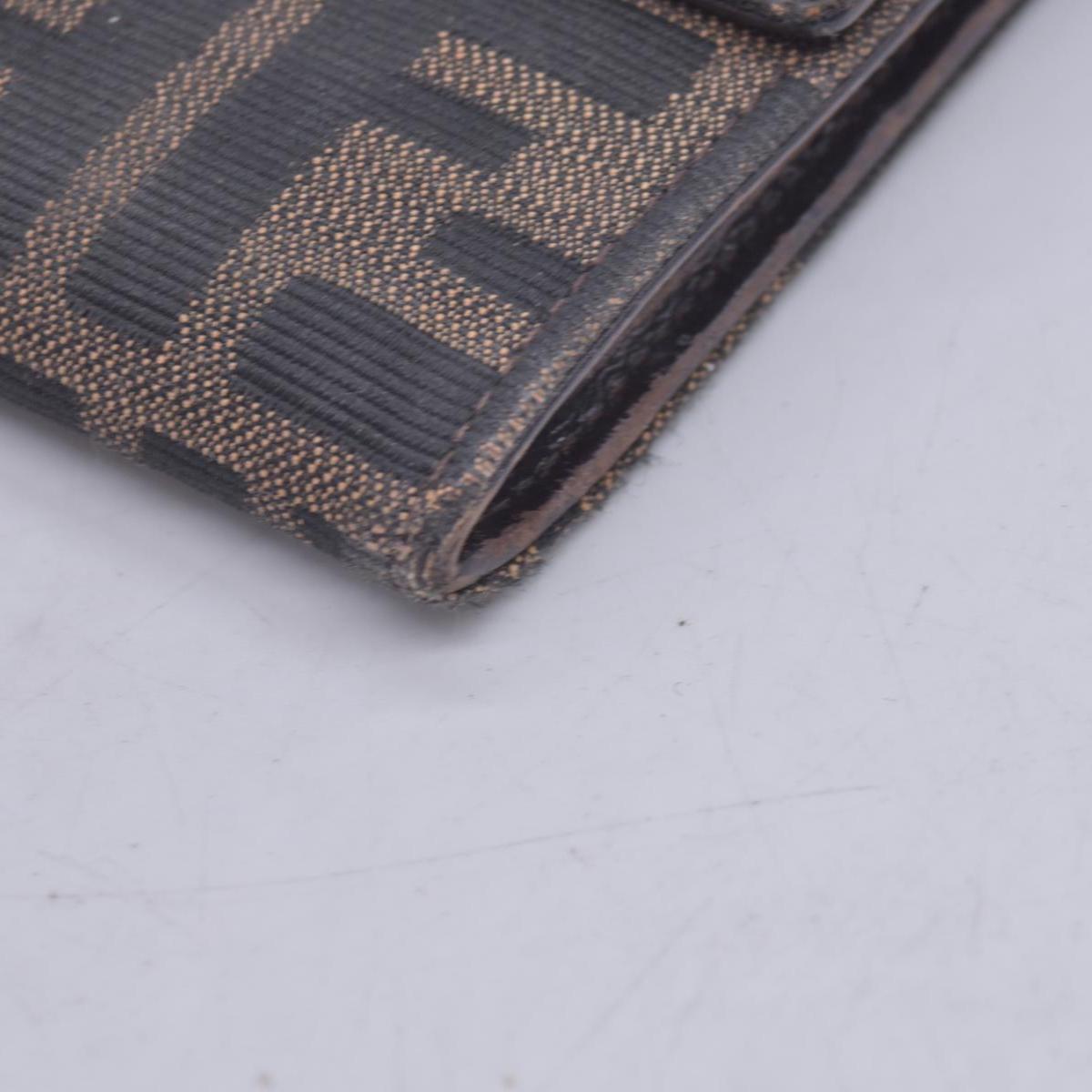 $580 DAMAGED FENDI Canvas FF Zucca Buckle Continental Flap Wallet Brown CONSIGNMENT 10021588
