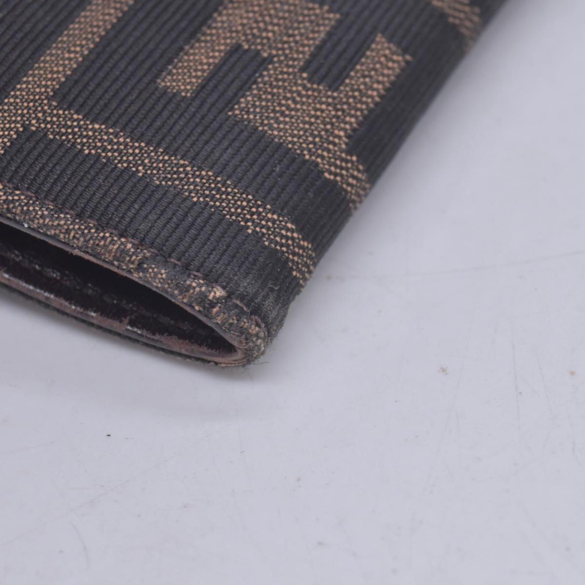 $580 DAMAGED FENDI Canvas FF Zucca Buckle Continental Flap Wallet Brown CONSIGNMENT 10021588