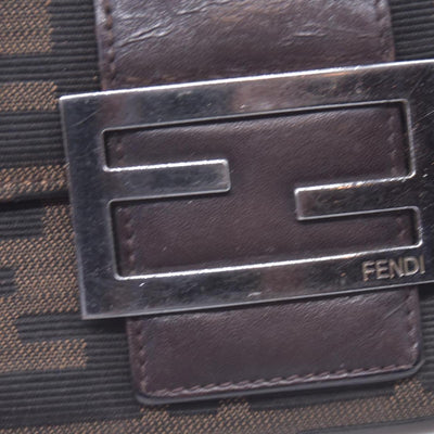 $580 DAMAGED FENDI Canvas FF Zucca Buckle Continental Flap Wallet Brown CONSIGNMENT 10021588