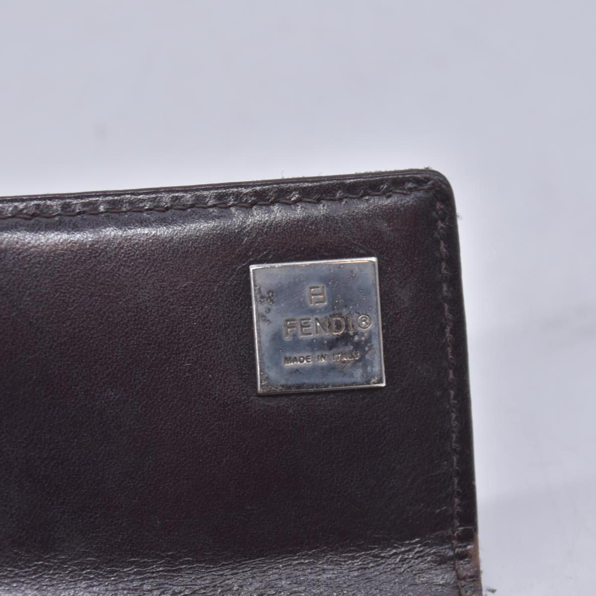 $580 DAMAGED FENDI Canvas FF Zucca Buckle Continental Flap Wallet Brown CONSIGNMENT 10021588