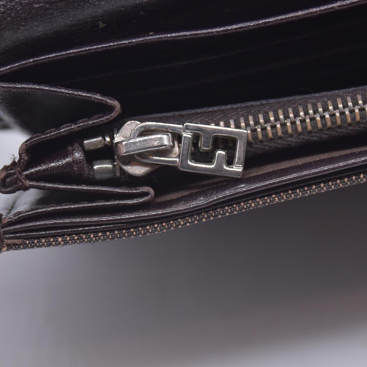 $580 DAMAGED FENDI Canvas FF Zucca Buckle Continental Flap Wallet Brown CONSIGNMENT 10021588