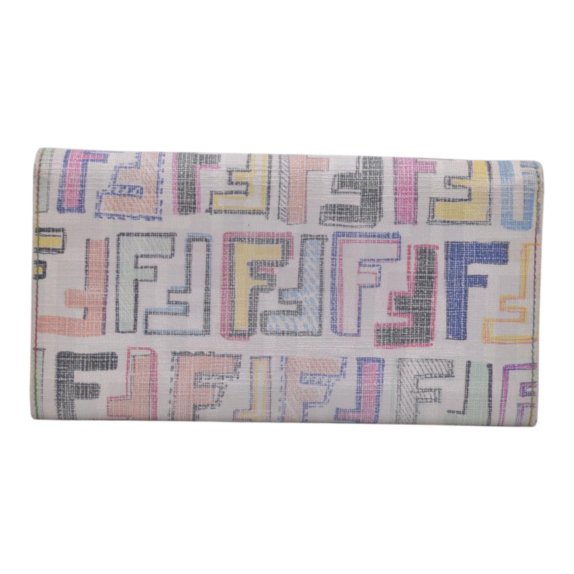 $620 FENDI Multicolor FF Monogram Pattern Long Wallet CONSIGNMENT 10021599