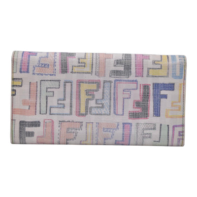 $620 FENDI Multicolor FF Monogram Pattern Long Wallet CONSIGNMENT 10021599