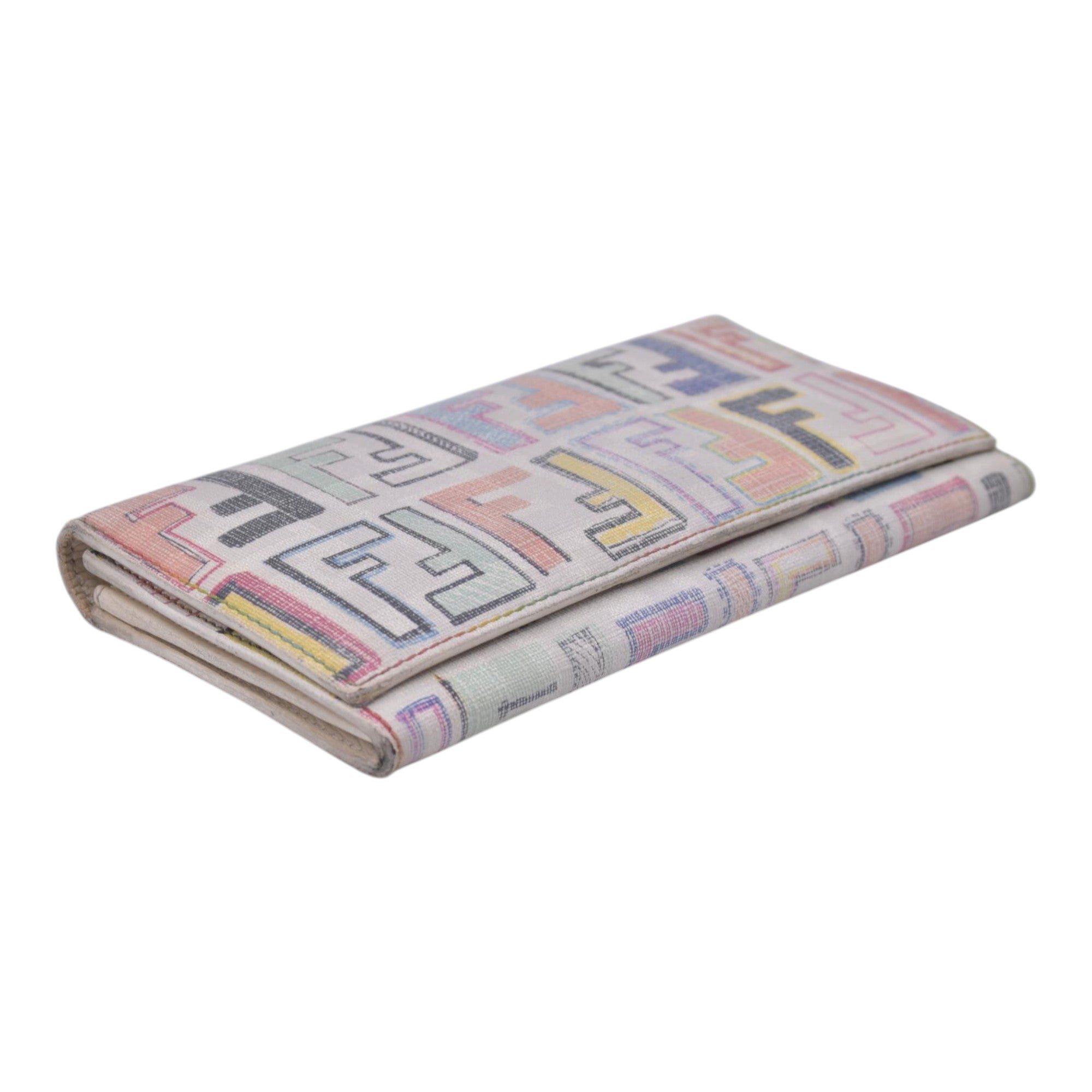 $620 FENDI Multicolor FF Monogram Pattern Long Wallet CONSIGNMENT 10021599