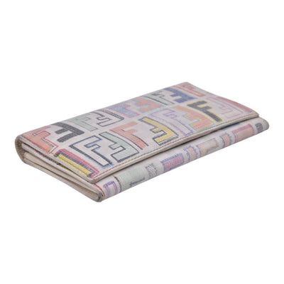 $620 FENDI Multicolor FF Monogram Pattern Long Wallet CONSIGNMENT 10021599