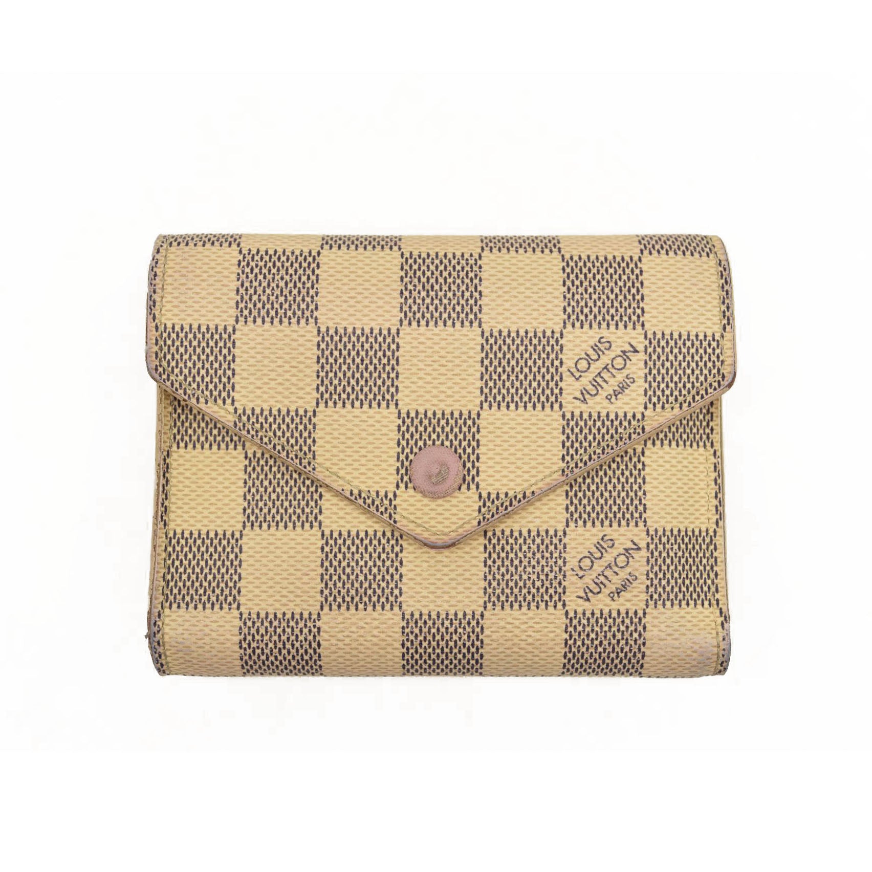 $575 LOUIS VUITTON Damier Azur Victorine Wallet Rose Ballerine