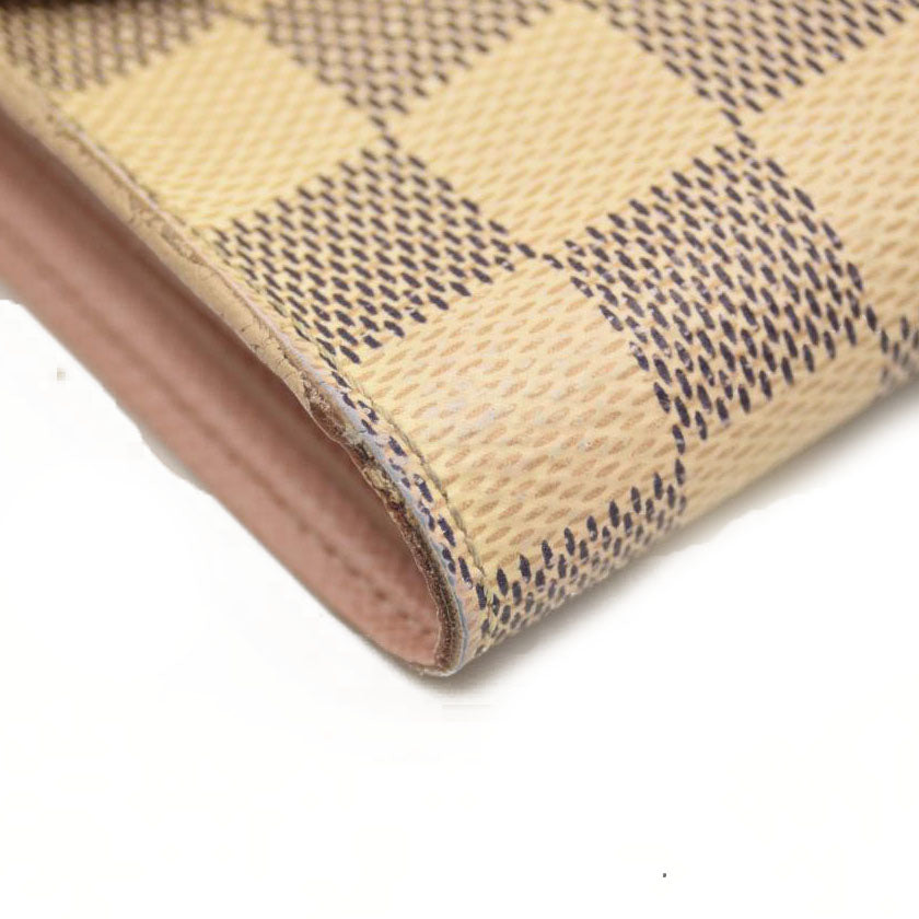 $575 LOUIS VUITTON Damier Azur Victorine Wallet Rose Ballerine