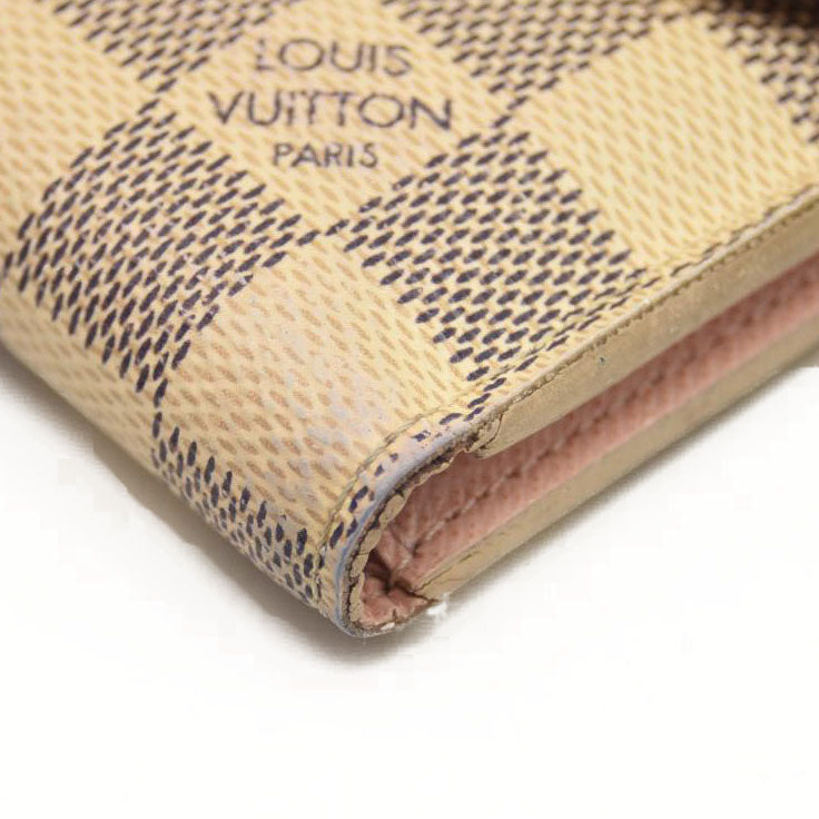 $575 LOUIS VUITTON Damier Azur Victorine Wallet Rose Ballerine