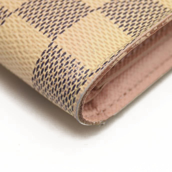 $575 LOUIS VUITTON Damier Azur Victorine Wallet Rose Ballerine