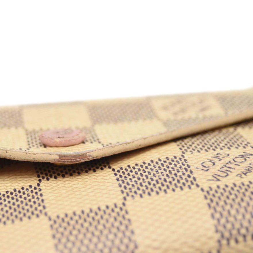 $575 LOUIS VUITTON Damier Azur Victorine Wallet Rose Ballerine