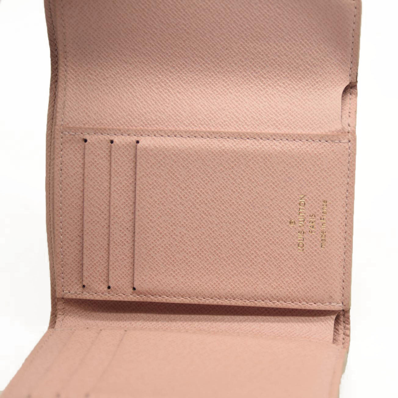 $575 LOUIS VUITTON Damier Azur Victorine Wallet Rose Ballerine