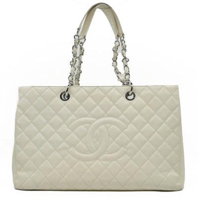 $3500 Chanel Caviar Quilted XL Grand Shopping Tote GST White 2011-2012