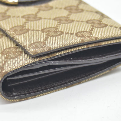 $425 Gucci Beige Ebony GG Canvas Hasler Continental Wallet CONSIGNMENT