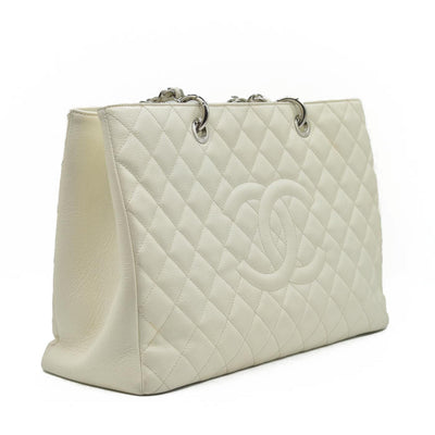 $3500 Chanel Caviar Quilted XL Grand Shopping Tote GST White 2011-2012