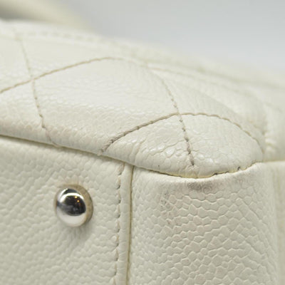 $3500 Chanel Caviar Quilted XL Grand Shopping Tote GST White 2011-2012