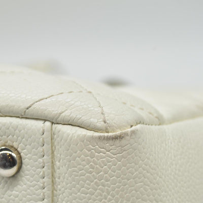 $3500 Chanel Caviar Quilted XL Grand Shopping Tote GST White 2011-2012