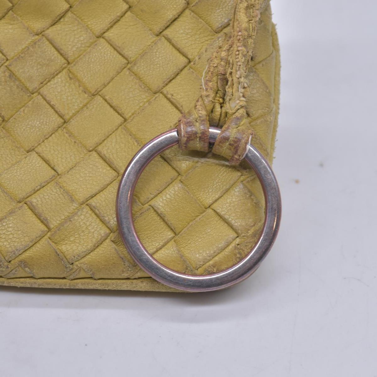 $390 BOTTEGA VENETA Yellow Intrecciato Key Pouch Cles CONSIGNMENT 10021583