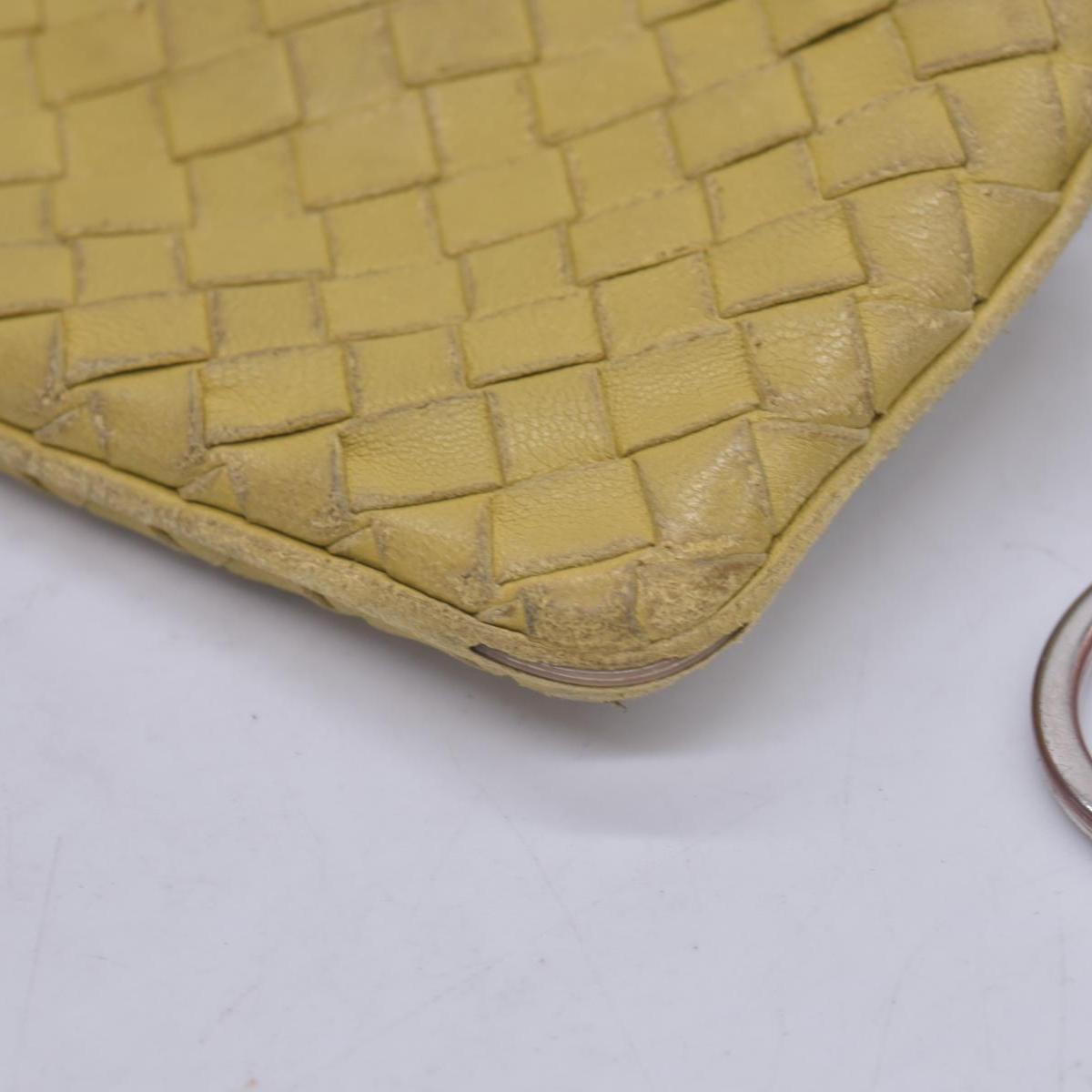 $390 BOTTEGA VENETA Yellow Intrecciato Key Pouch Cles CONSIGNMENT 10021583