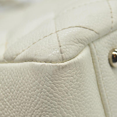 $3500 Chanel Caviar Quilted XL Grand Shopping Tote GST White 2011-2012