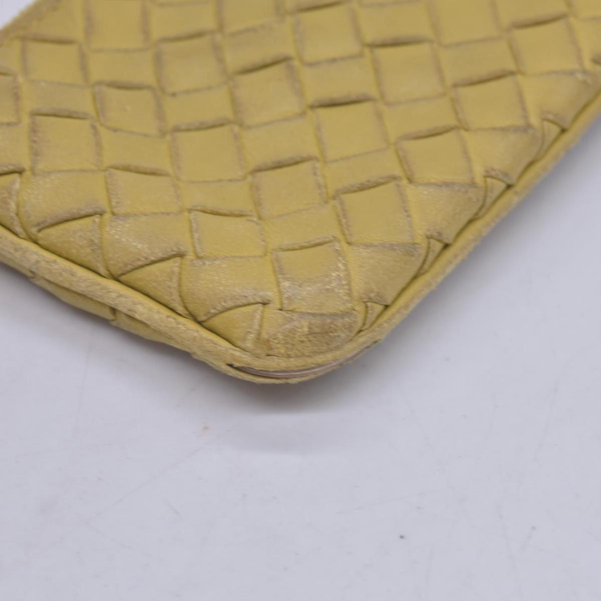 $390 BOTTEGA VENETA Yellow Intrecciato Key Pouch Cles CONSIGNMENT 10021583