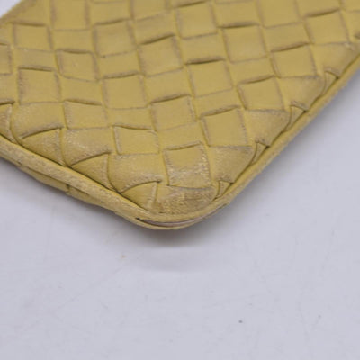 $390 BOTTEGA VENETA Yellow Intrecciato Key Pouch Cles CONSIGNMENT 10021583