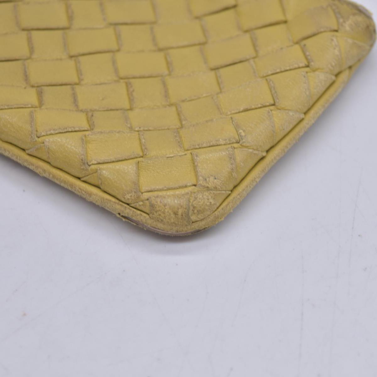 $390 BOTTEGA VENETA Yellow Intrecciato Key Pouch Cles CONSIGNMENT 10021583