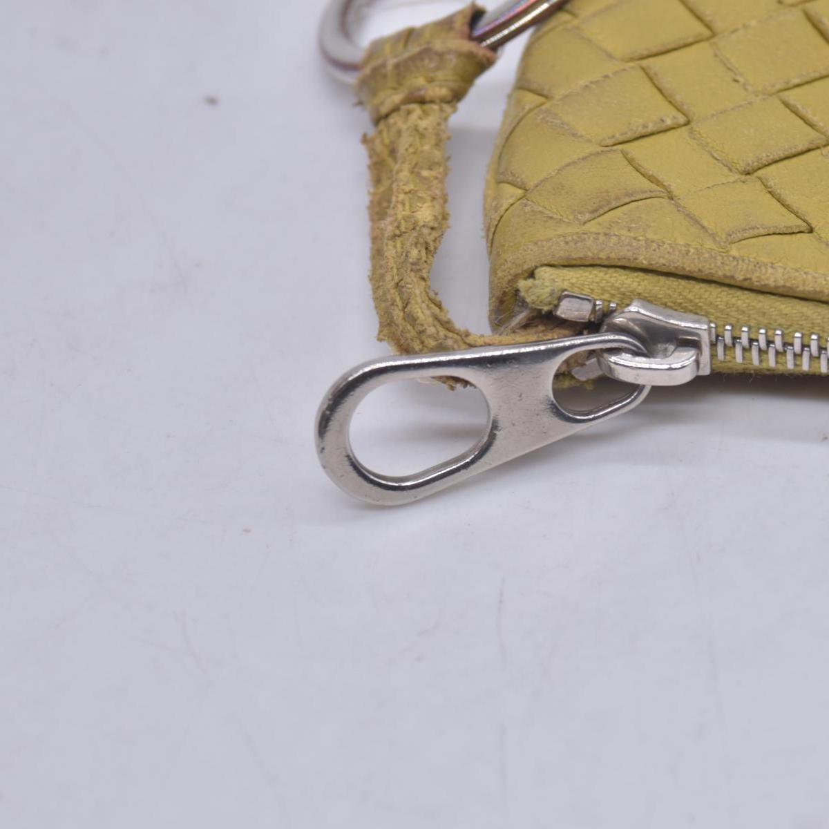 $390 BOTTEGA VENETA Yellow Intrecciato Key Pouch Cles CONSIGNMENT 10021583